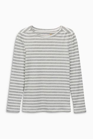 Grey Ribbed Stripe Tops Two Pack (3-16yrs)